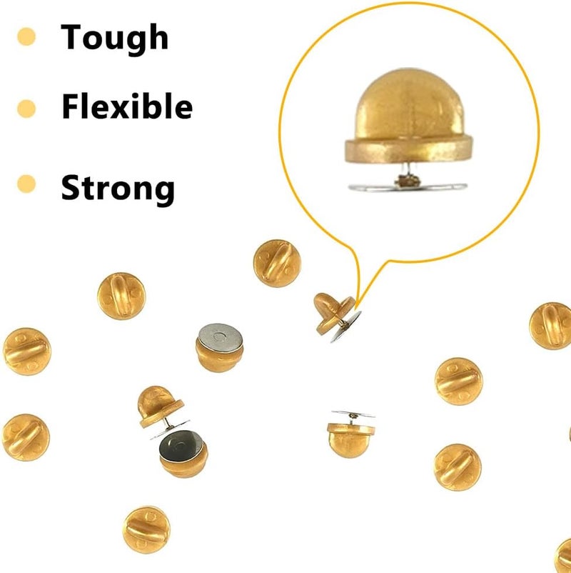 Ruidee 200 Pieces/100 Set Rubber Pin Backs with Tie Tacks Blank Pins, PVC Rubber Pin Back for Uniform Badges Backing Holder Clasp Lapel Pin（Gold） - Image 3
